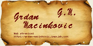 Grdan Mačinković vizit kartica